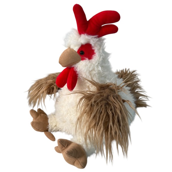 Mary Meyer Other - Mary Meyer 12-16" Stuffed‎ Fabfuzz Rooster Plush Toy White Brown Red Farm Animal